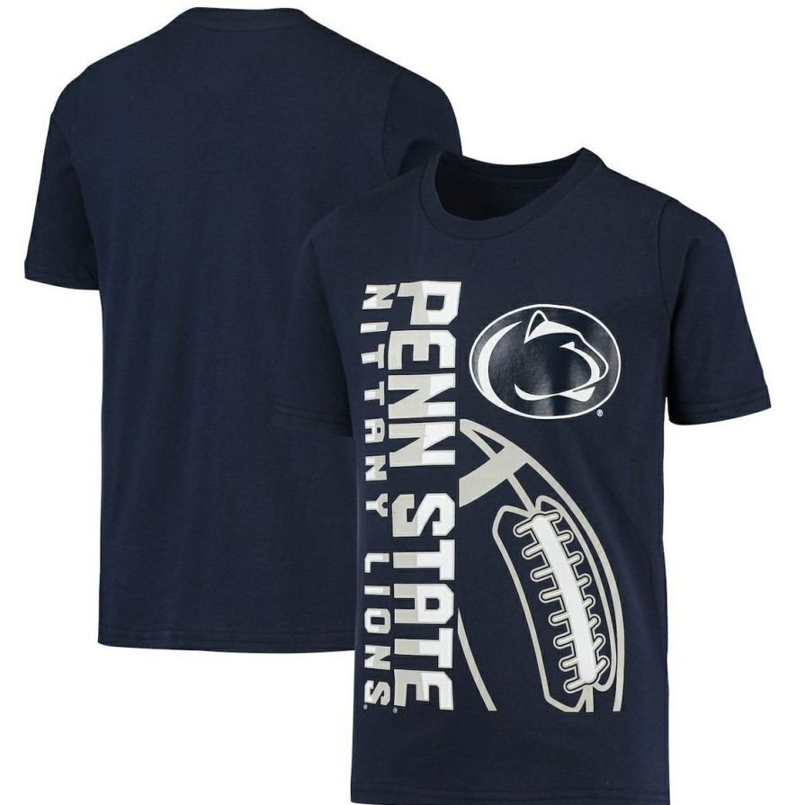 Men'S Clothing * | Best Reviews Of Outerstuff Youth Penn State Nittany Lions Encore Play Football T-Shirt Navy