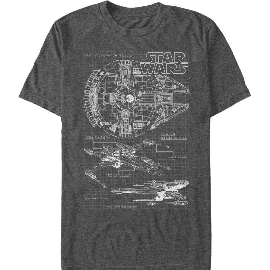 Men'S Clothing * | Outlet Mad Engine Mens Star Wars Scheme T-Shirt Char Htr