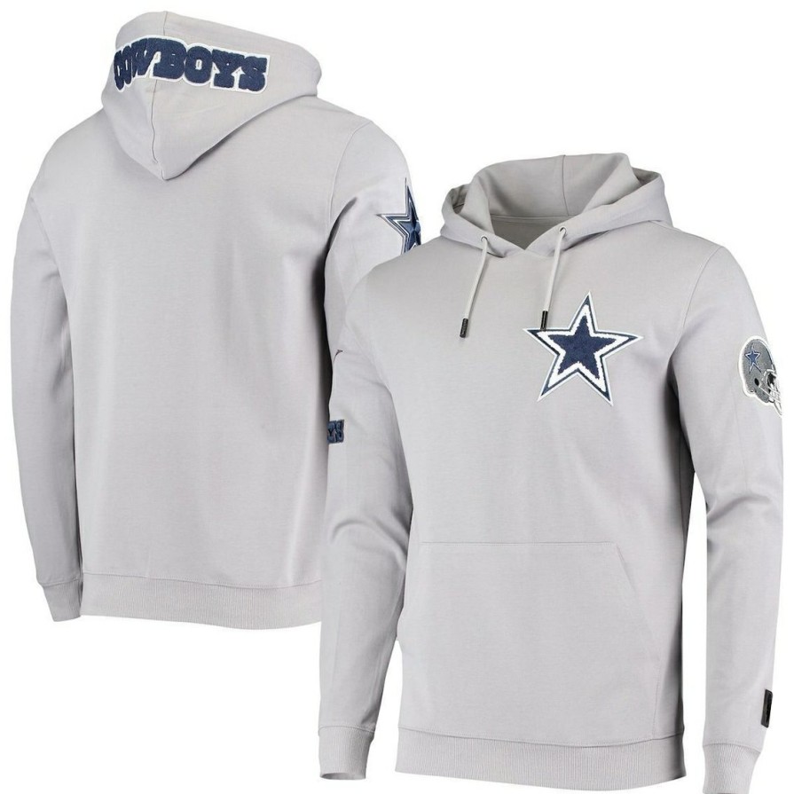 Men'S Clothing * | Brand New Men'S Pro Standard Dallas Cowboys Logo Pullover Hoodie Heather Gray