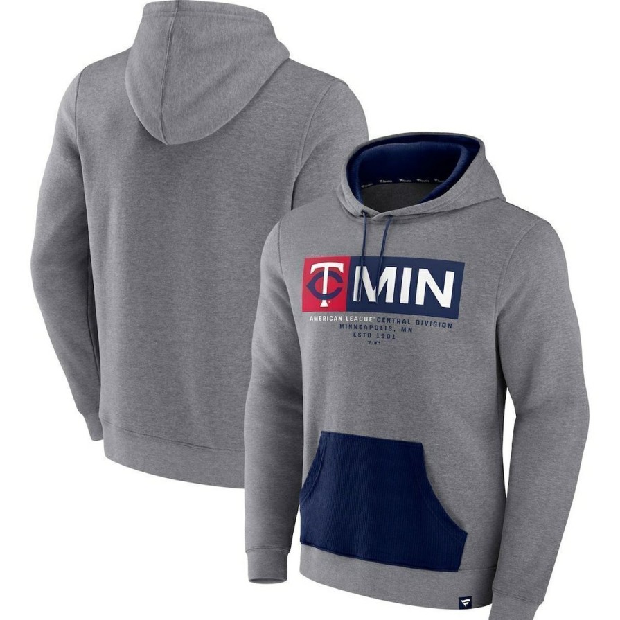 Men'S Clothing * | Wholesale Men'S Fanatics Branded Heathered Minnesota Twins Iconic Steppin Up Fleece Pullover Hoodie