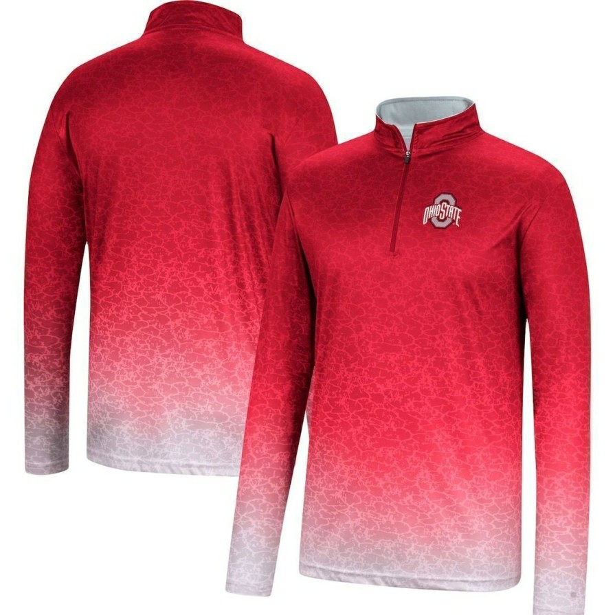 Men'S Clothing * | Brand New Men'S Colosseum Ohio State Buckeyes Walter Quarter-Zip Windshirt Scarlet