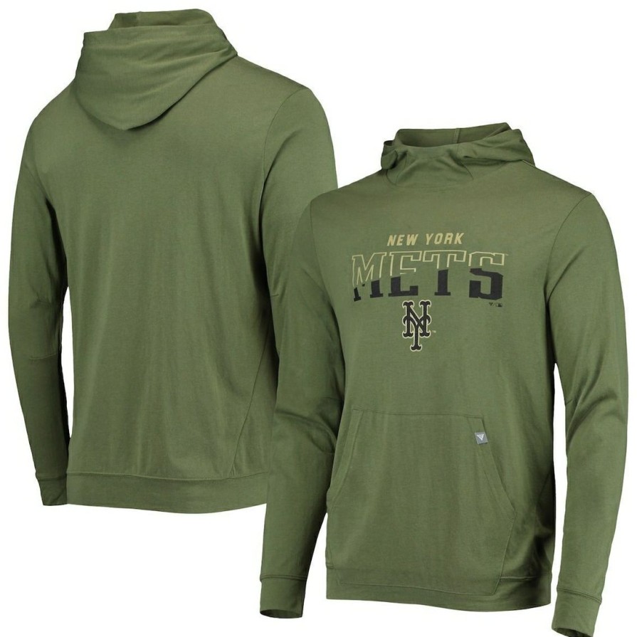 Men'S Clothing * | Best Reviews Of Men'S Levelwear New York Mets Delta Thrive Tri-Blend Pullover Hoodie Olive