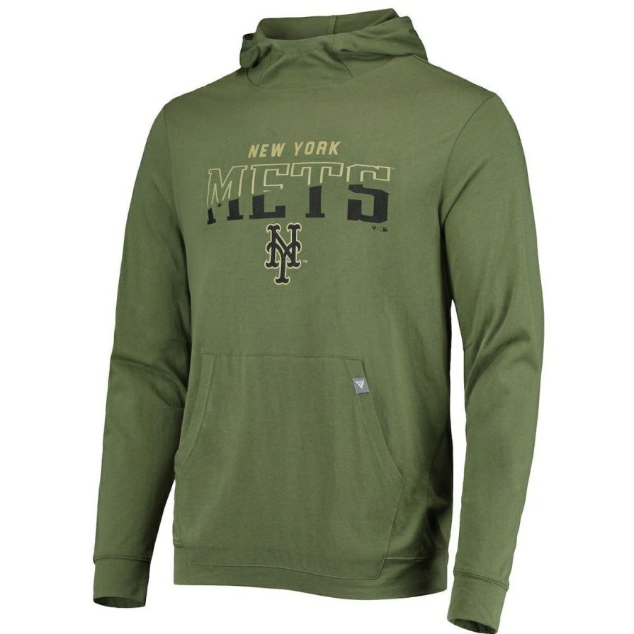 Men'S Clothing * | Best Reviews Of Men'S Levelwear New York Mets Delta Thrive Tri-Blend Pullover Hoodie Olive