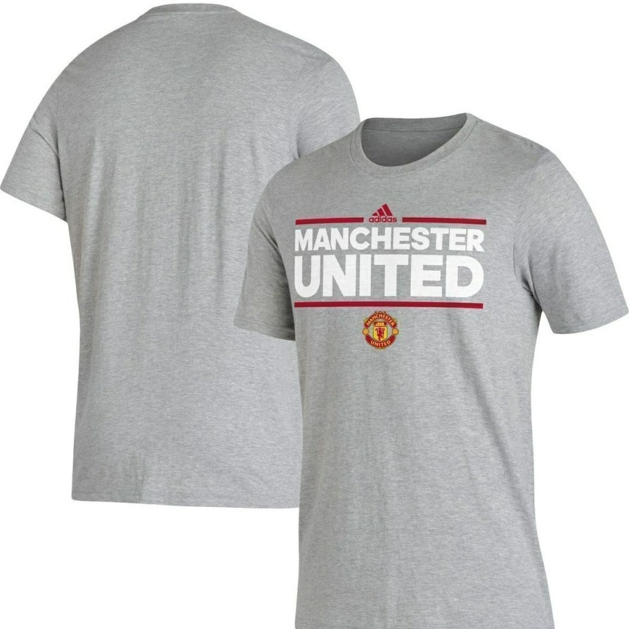 Men'S Clothing * | Cheapest Men'S Adidas Heathered Manchester United Lockup T-Shirt