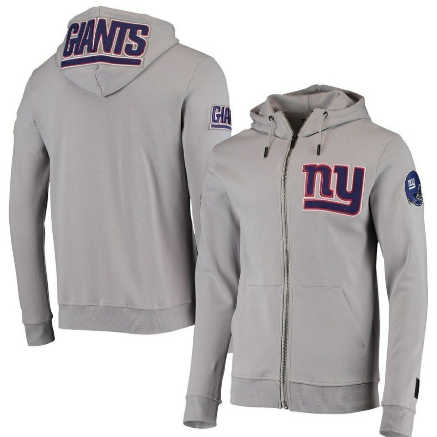 Men'S Clothing * | Best Reviews Of Men'S Pro Standard New York Giants 4-Hit Full-Zip Hoodie Gray