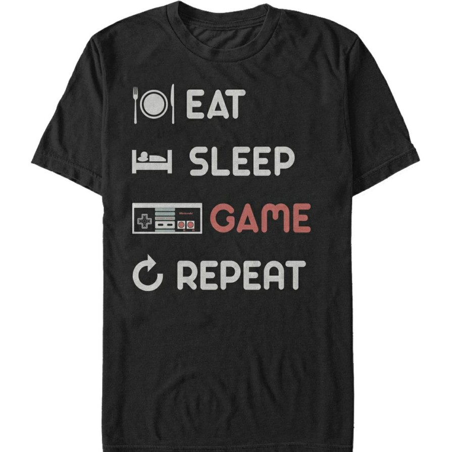 Men'S Clothing * | Cheapest Mad Engine Mens Nintendo Game Repeat T-Shirt Black