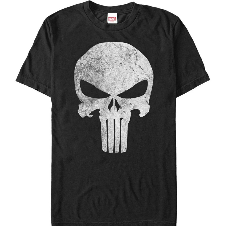 Men'S Clothing * | Budget Mad Engine Mens Marvel Punisher Distressed Skull T-Shirt Black