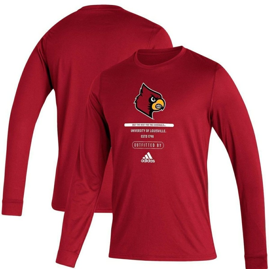 Men'S Clothing * | Hot Sale Men'S Adidas Louisville Cardinals Sideline Locker Tag Creator Aeroready Long Sleeve T-Shirt Red