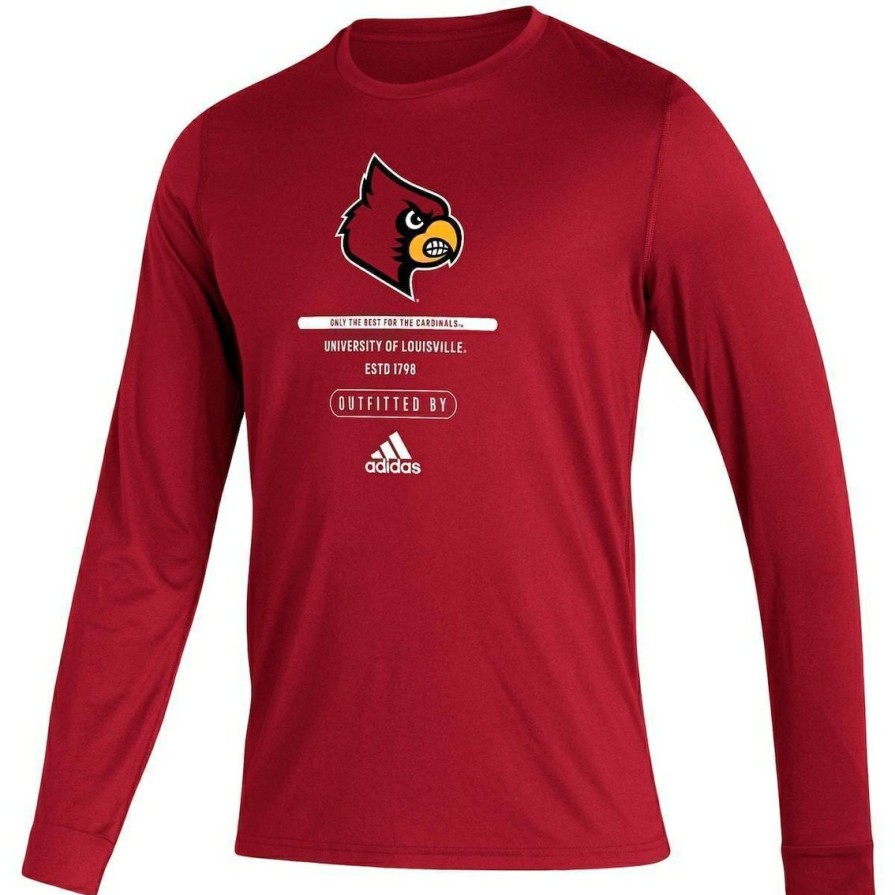 Men'S Clothing * | Hot Sale Men'S Adidas Louisville Cardinals Sideline Locker Tag Creator Aeroready Long Sleeve T-Shirt Red