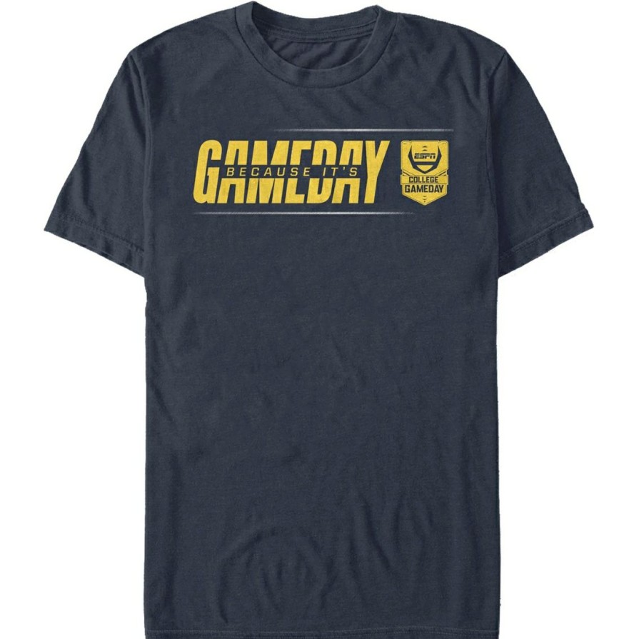 Men'S Clothing * | Coupon Mad Engine Mens Espn Line Gameday Yellow T-Shirt Navy