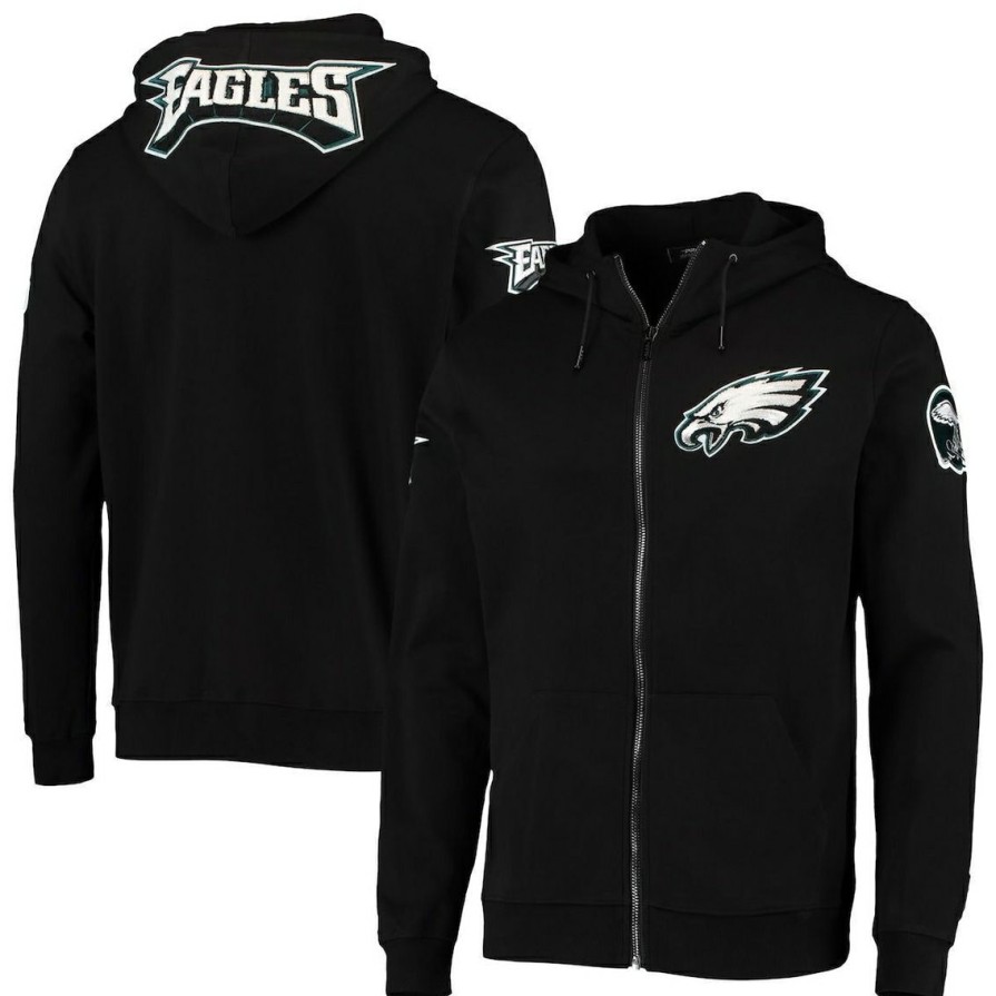 Men'S Clothing * | Hot Sale Men'S Pro Standard Philadelphia Eagles 4-Hit Full-Zip Hoodie Black