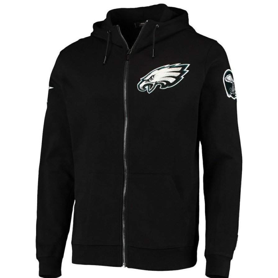 Men'S Clothing * | Hot Sale Men'S Pro Standard Philadelphia Eagles 4-Hit Full-Zip Hoodie Black