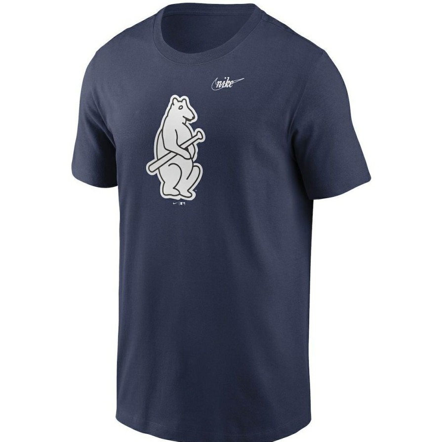 Men'S Clothing * | Budget Men'S Nike Chicago Cubs Cooperstown Collection Logo T-Shirt Navy