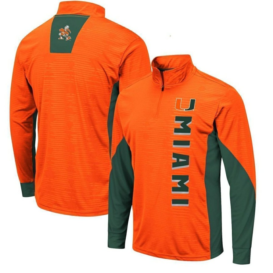 Men'S Clothing * | Budget Men'S Colosseum Miami Hurricanes Bart Windshirt Quarter-Zip Jacket Orange