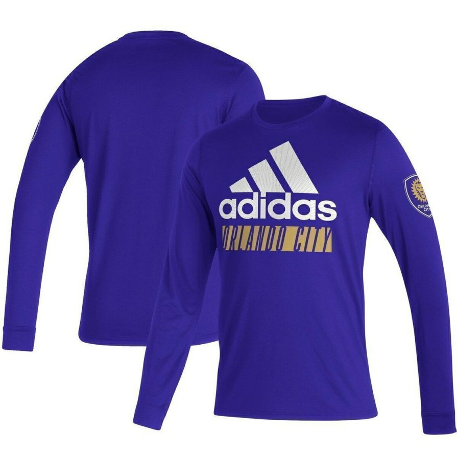 Men'S Clothing * | Cheap Men'S Adidas Orlando City Sc Vintage Aeroready Long Sleeve T-Shirt Purple