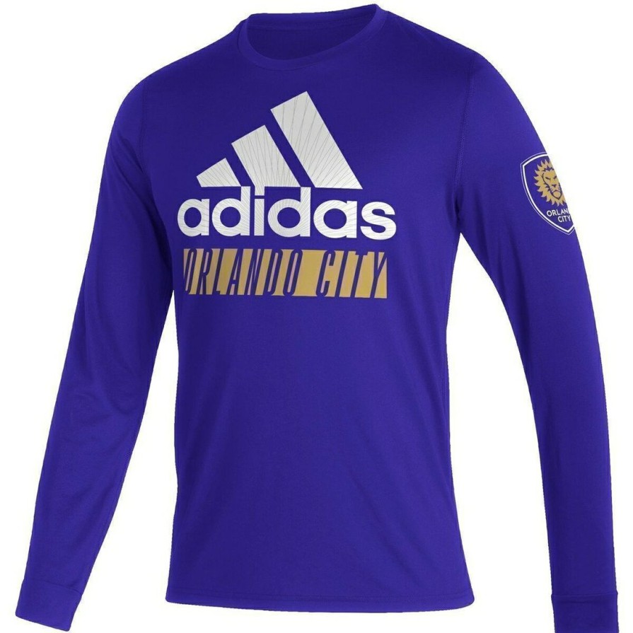 Men'S Clothing * | Cheap Men'S Adidas Orlando City Sc Vintage Aeroready Long Sleeve T-Shirt Purple