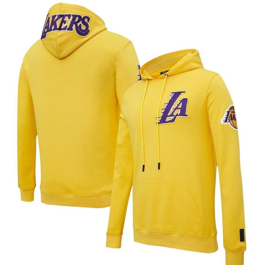 Men'S Clothing * | Best Reviews Of Men'S Pro Standard Los Angeles Lakers Chenille Team Pullover Hoodie Gold