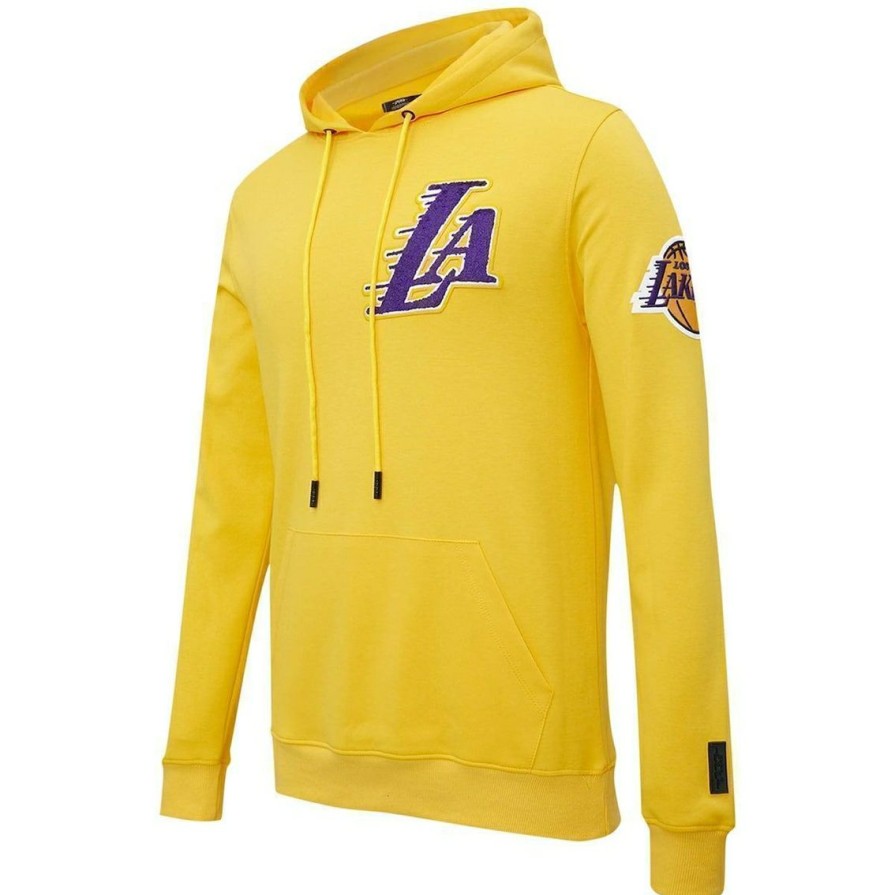 Men'S Clothing * | Best Reviews Of Men'S Pro Standard Los Angeles Lakers Chenille Team Pullover Hoodie Gold