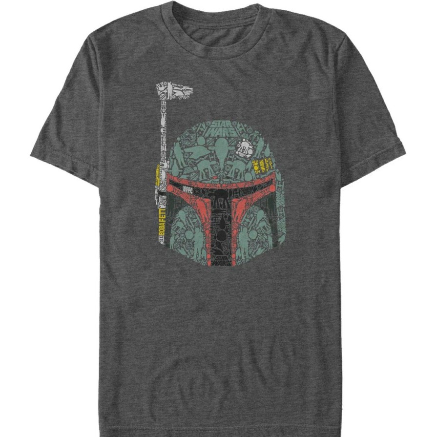 Men'S Clothing * | Budget Mad Engine Mens Star Wars Boba Icons T-Shirt Char Htr