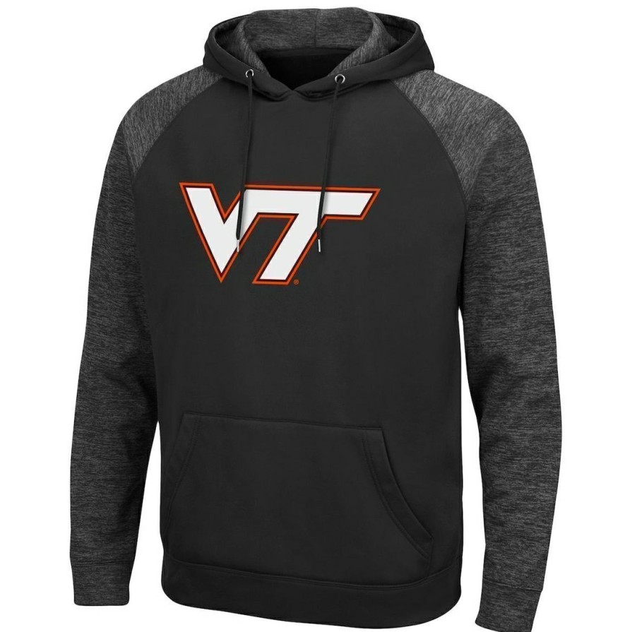 Men'S Clothing * | Flash Sale Men'S Colosseum Virginia Tech Hokies Out 3.0 Tonal Raglan Pullover Hoodie Black