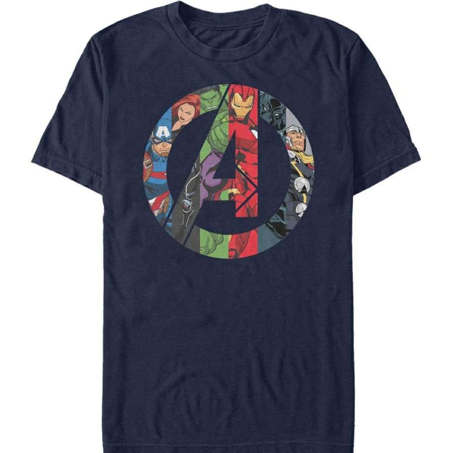 Men'S Clothing * | New Mad Engine Mens Marvel Avengers Heroes Icon T-Shirt Navy