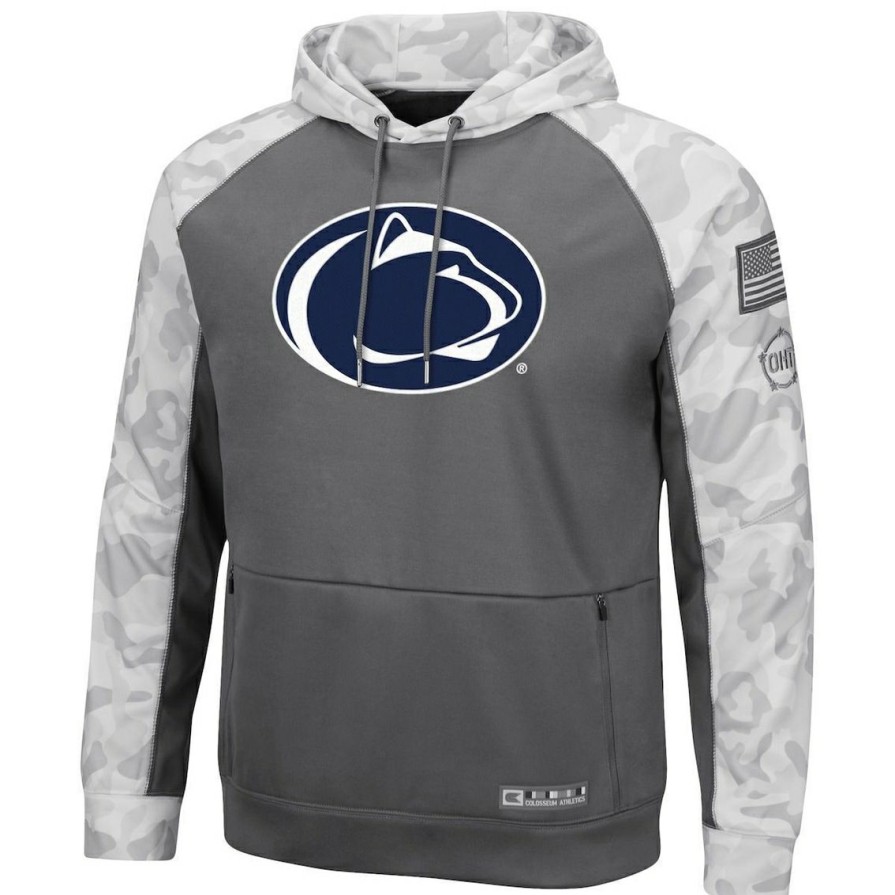 Men'S Clothing * | Budget Men'S Colosseum /Arctic Camo Penn State Nittany Lions Oht Military Appreciation Tonal Raglan Pullover Hoodie Gray