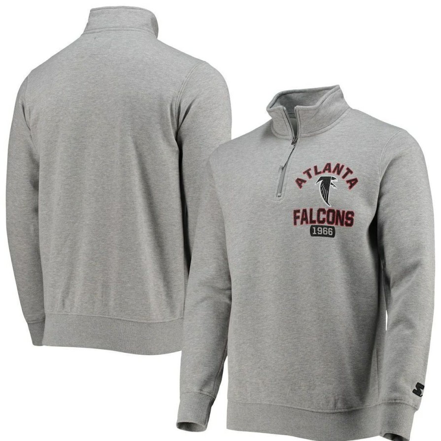 Men'S Clothing * | Cheap Men'S Starter Atlanta Falcons Throwback Heisman Quarter-Zip Jacket Gray