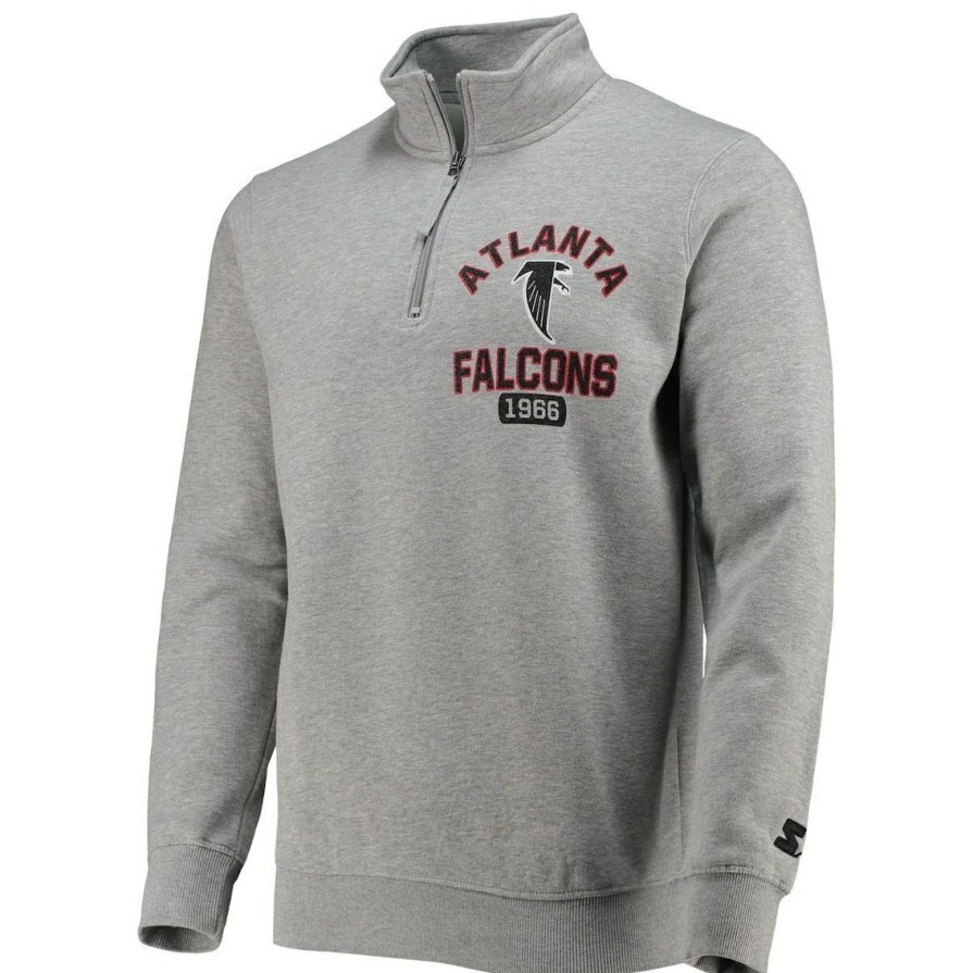 Men'S Clothing * | Cheap Men'S Starter Atlanta Falcons Throwback Heisman Quarter-Zip Jacket Gray