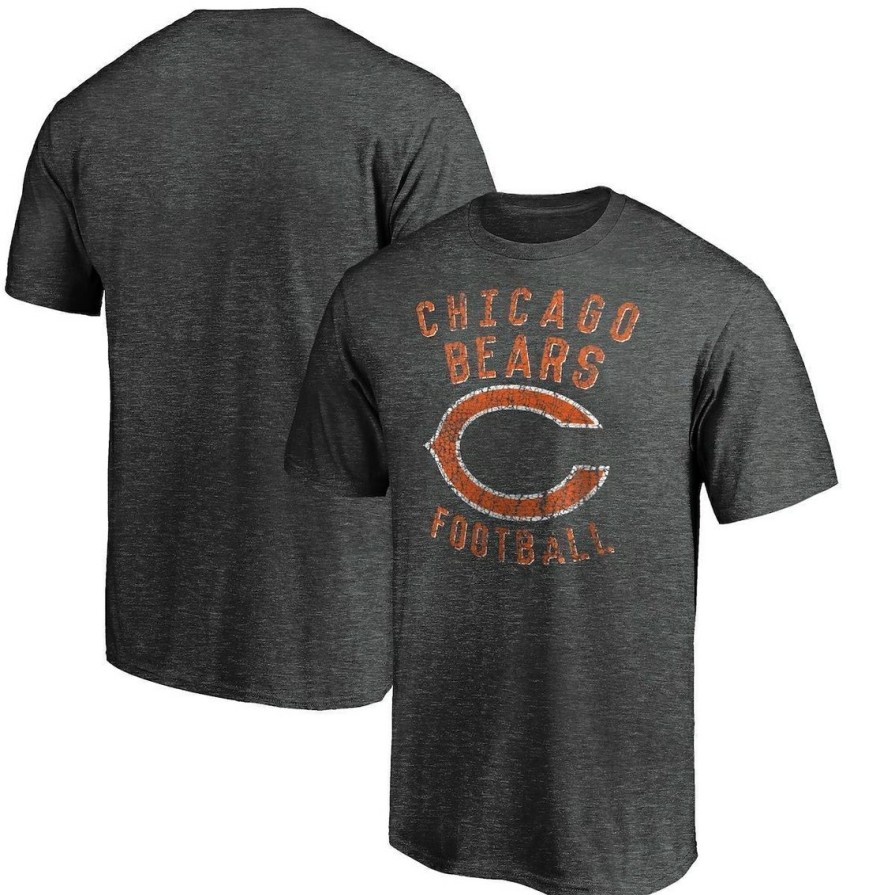 Men'S Clothing * | Wholesale Men'S Majestic Heathered Charcoal Chicago Bears Showtime Logo T-Shirt Heather Charcoal