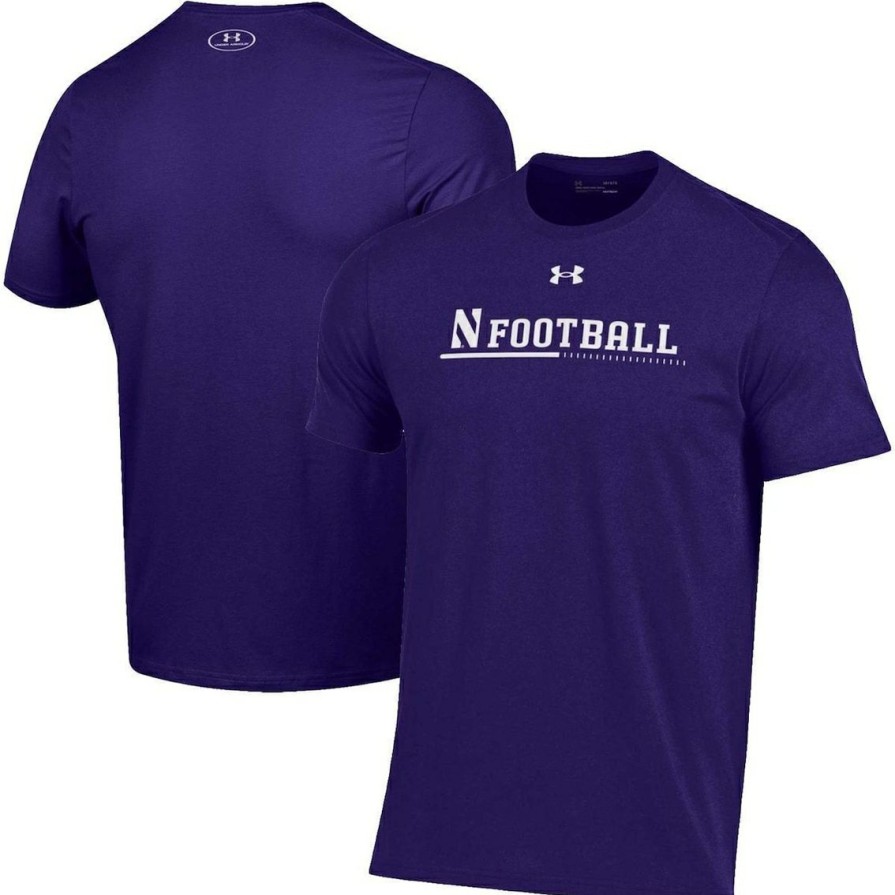 Men'S Clothing * | Best Deal Men'S Under Armour Northwestern Wildcats 2022 Sideline Football Performance Cotton T-Shirt Purple