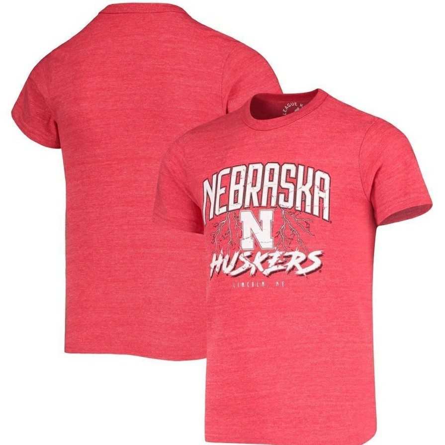 Men'S Clothing * | Outlet Youth League Collegiate Wear Heathered Scarlet Nebraska Huskers Victory Falls Tri-Blend T-Shirt Heather Red