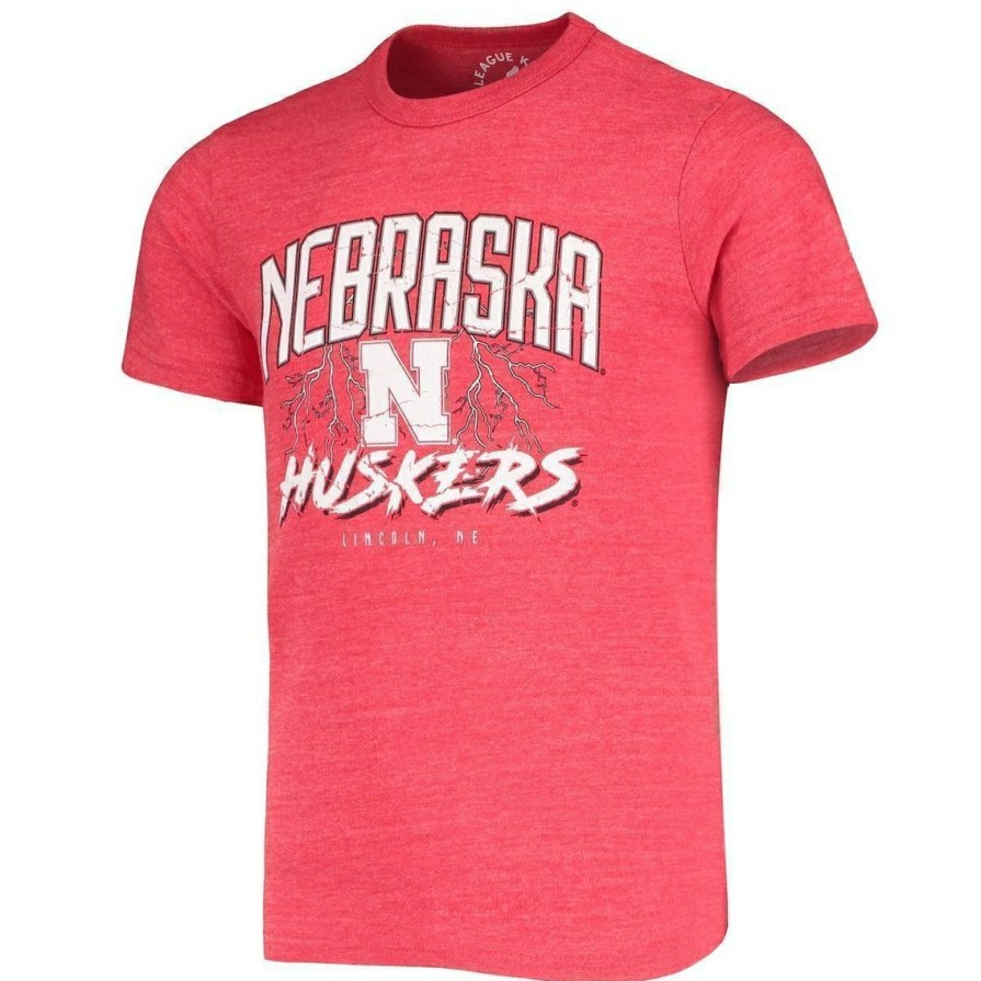 Men'S Clothing * | Outlet Youth League Collegiate Wear Heathered Scarlet Nebraska Huskers Victory Falls Tri-Blend T-Shirt Heather Red