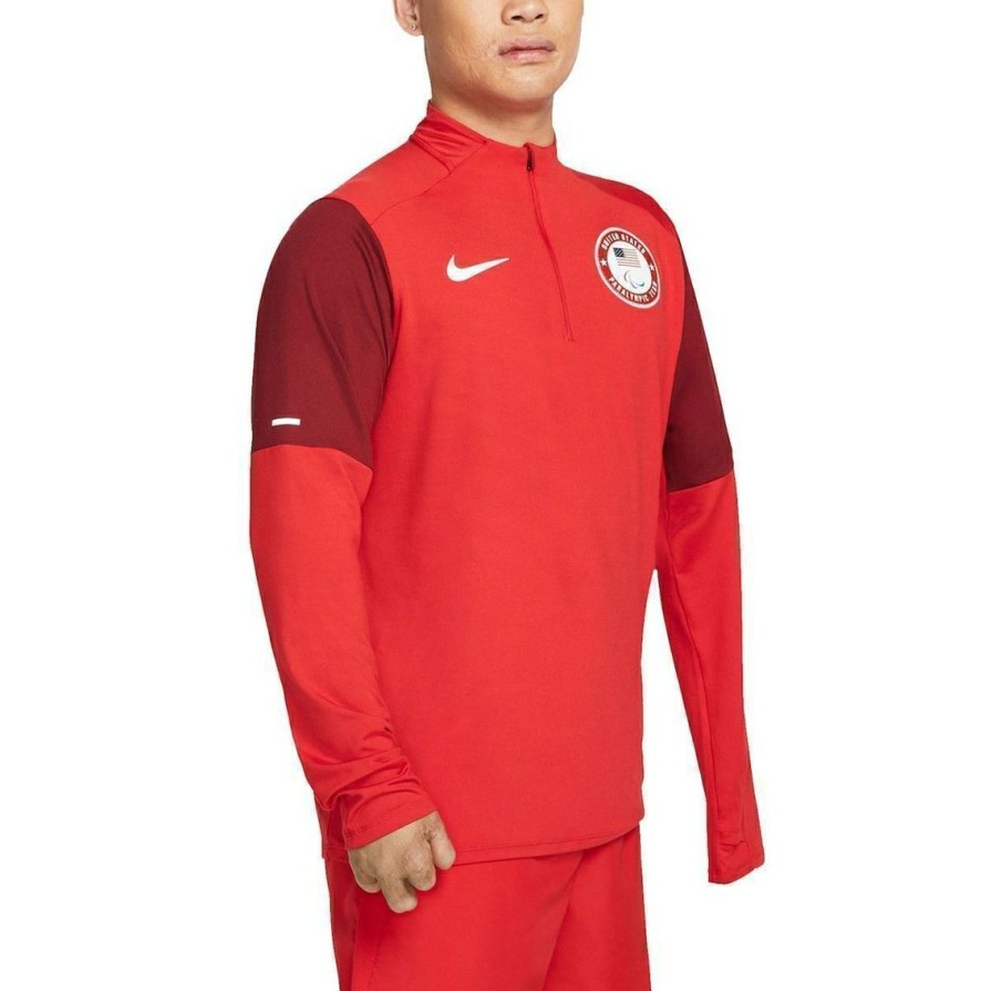 Men'S Clothing * | Top 10 Men'S Nike Team Usa Paralympics Team Quarter-Zip Pullover Top Red