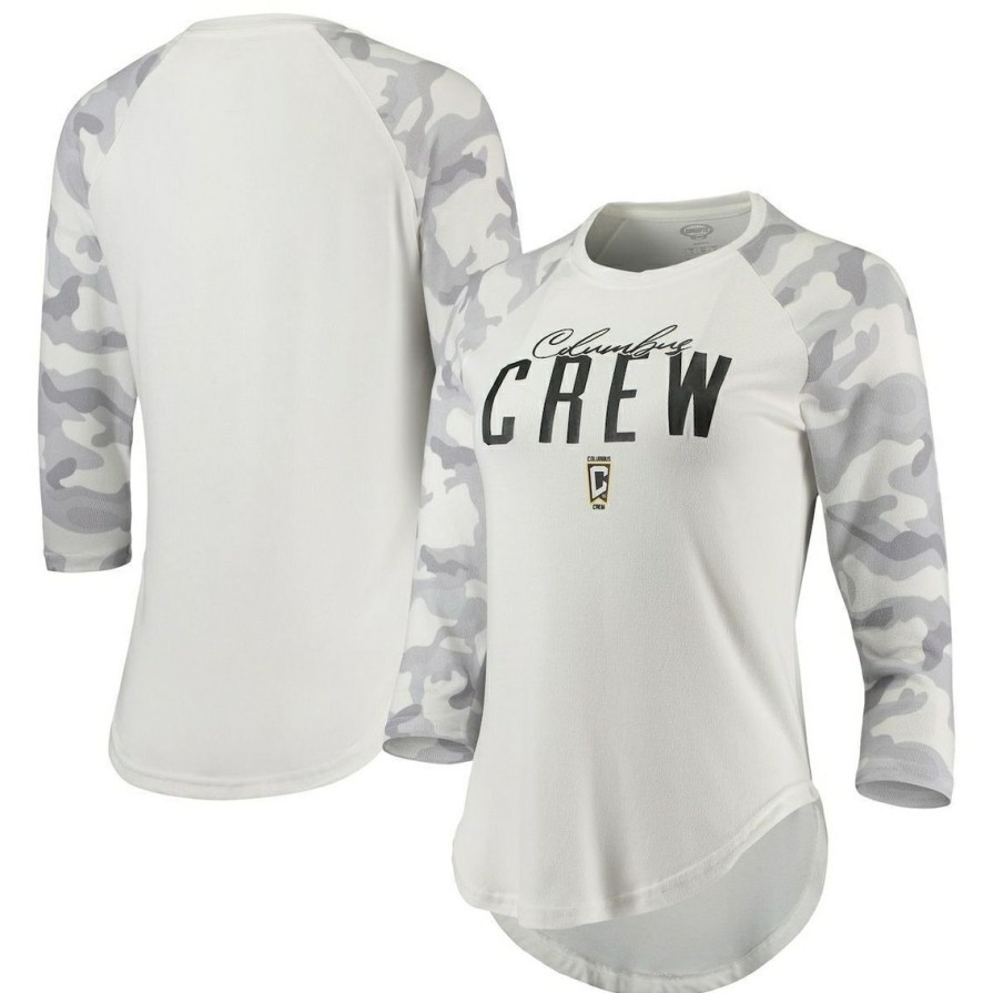 Men'S Clothing * | Cheap Women'S Concepts Sport /Gray Columbus Crew Composite 3/4-Sleeve Raglan Top Cream