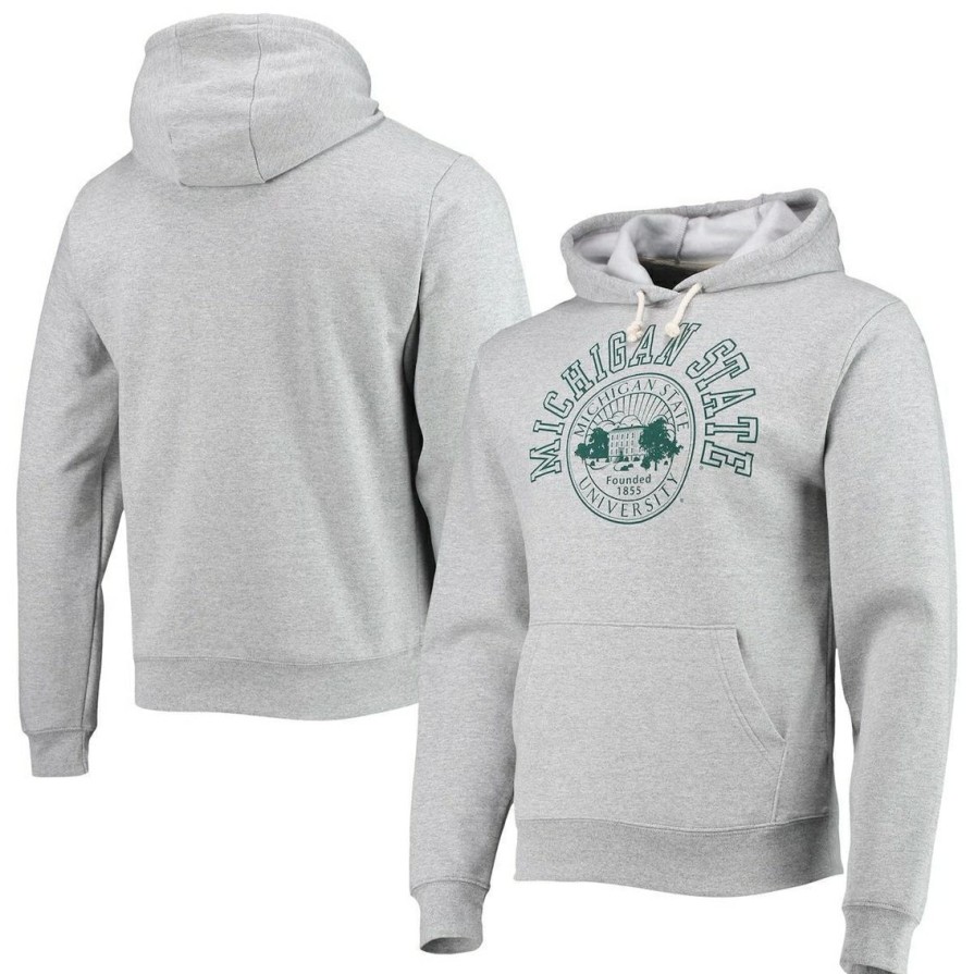 Men'S Clothing * | Promo Men'S League Collegiate Wear Heathered Michigan State Spartans Seal Neuvo Essential Fleece Pullover Hoodie