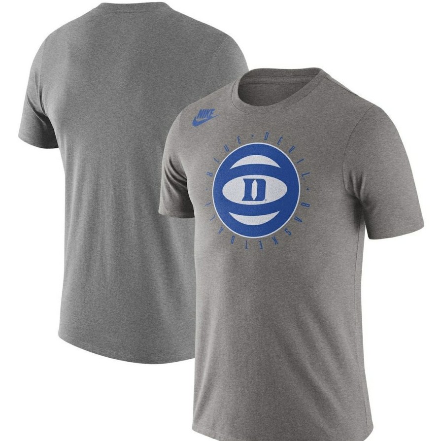 Men'S Clothing * | Best Deal Men'S Nike Heathered Gray Duke Devils Basketball Phys Ed Team T-Shirt Blue