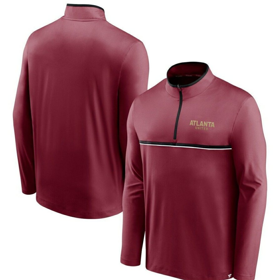 Men'S Clothing * | Brand New Men'S Fanatics Branded Atlanta United Fc Lineup Quarter-Zip Jacket Red