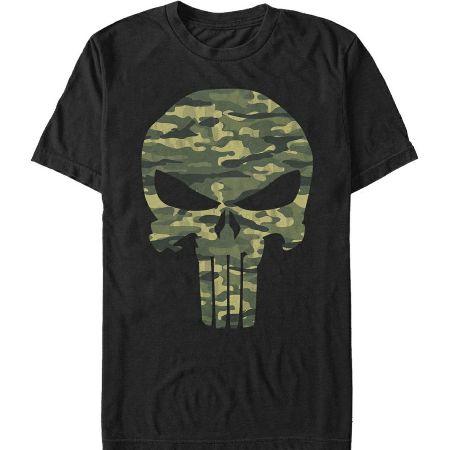 Men'S Clothing * | Cheapest Mad Engine Mens Marvel Punisher Camoskull T-Shirt Black