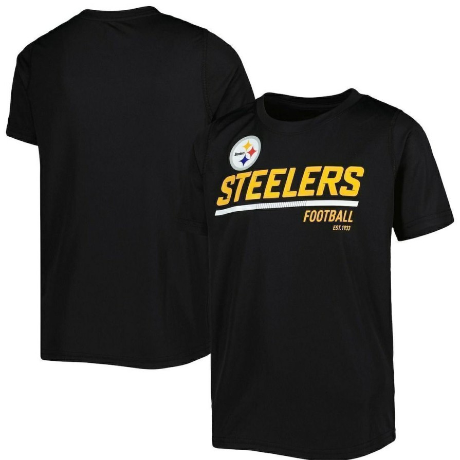 Men'S Clothing * | Best Sale Outerstuff Youth Pittsburgh Steelers Engaged T-Shirt Black