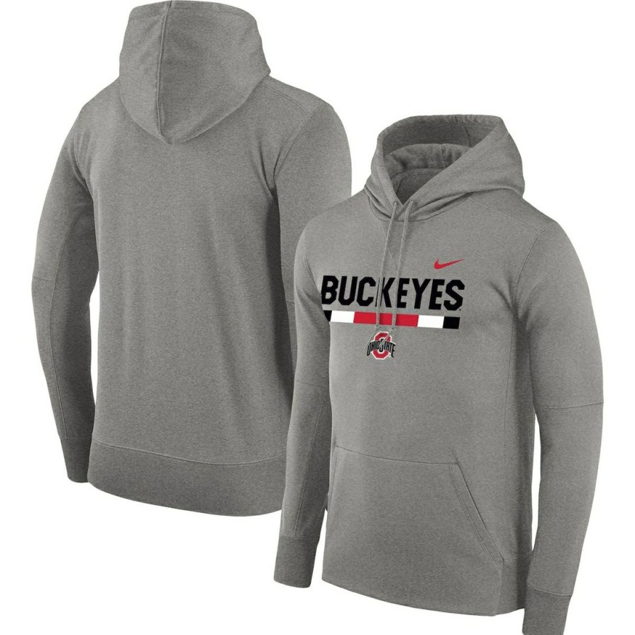 Men'S Clothing * | Flash Sale Men'S Nike Heathered Gray Ohio State Buckeyes Team Dna Performance Pullover Hoodie Heather Gray