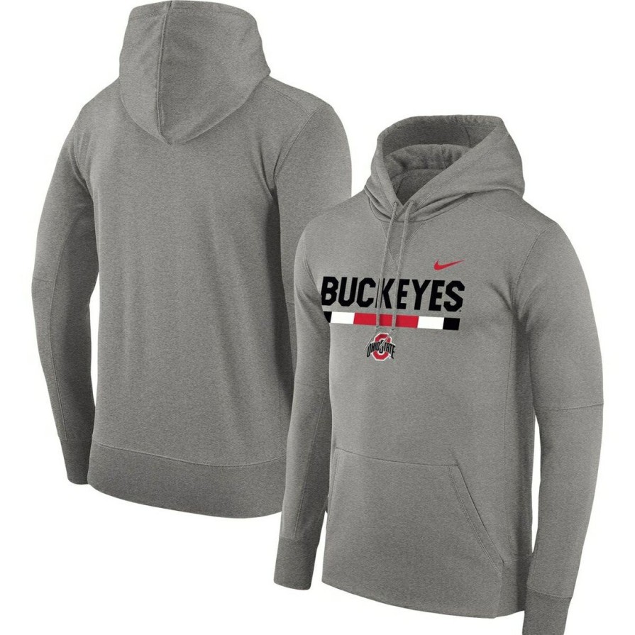 Men'S Clothing * | Flash Sale Men'S Nike Heathered Gray Ohio State Buckeyes Team Dna Performance Pullover Hoodie Heather Gray