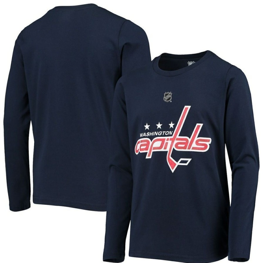 Men'S Clothing * | Deals Outerstuff Youth Washington Capitals Primary Logo Long Sleeve T-Shirt Navy