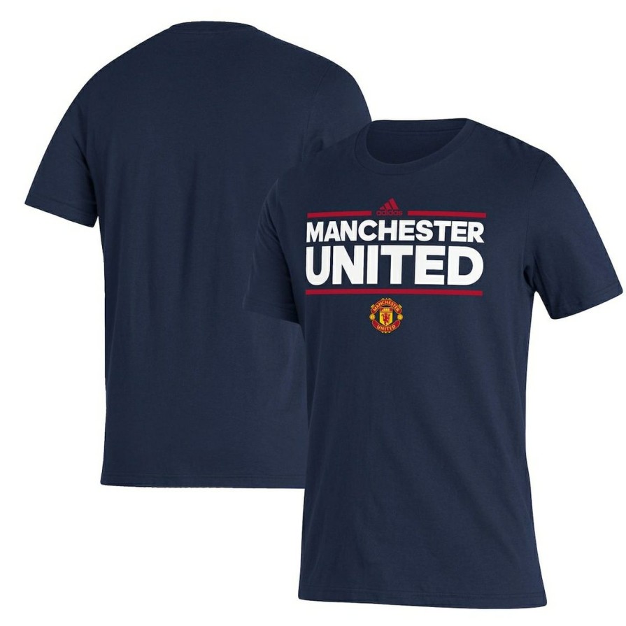 Men'S Clothing * | Outlet Men'S Adidas Manchester United Lockup T-Shirt Navy