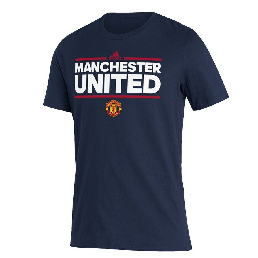 Men'S Clothing * | Outlet Men'S Adidas Manchester United Lockup T-Shirt Navy