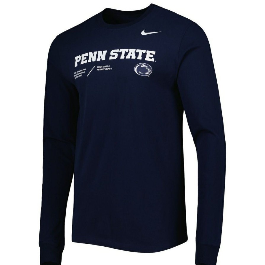 Men'S Clothing * | Best Reviews Of Men'S Nike Penn State Nittany Lions Team Practice Performance Long Sleeve T-Shirt Navy