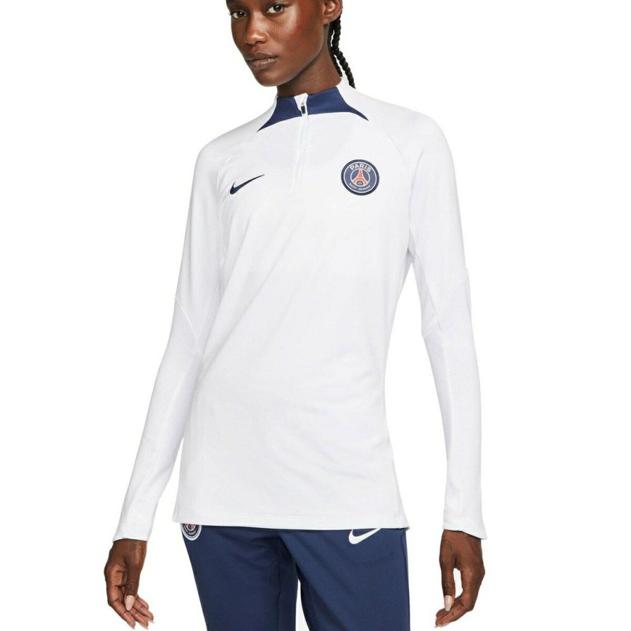 Men'S Clothing * | Best Deal Women'S Nike Paris Saint-Germain Strike Drill Raglan Performance Quarter-Zip Top White