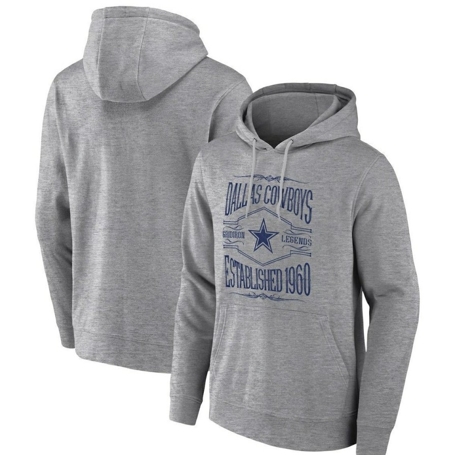 Men'S Clothing * | Best Sale Men'S Nfl X Darius Rucker Collection By Fanatics Heathered Gray Dallas Cowboys 2-Hit Pullover Hoodie Heather Gray