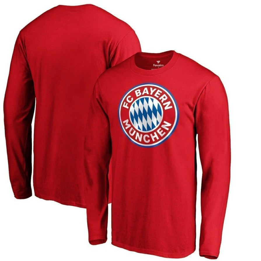 Men'S Clothing * | Best Sale Men'S Fanatics Branded Bayern Munich Official Logo Long Sleeve T-Shirt Red