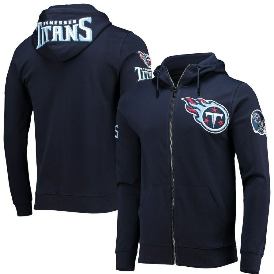 Men'S Clothing * | Hot Sale Men'S Pro Standard Tennessee Titans 4-Hit Full-Zip Hoodie Navy