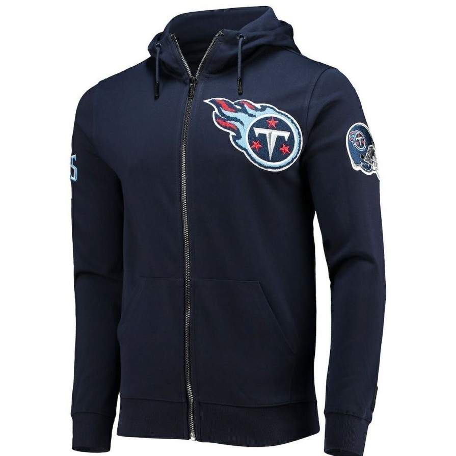 Men'S Clothing * | Hot Sale Men'S Pro Standard Tennessee Titans 4-Hit Full-Zip Hoodie Navy